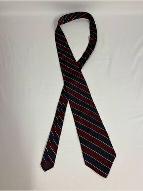 Men's Burgundy and Navy Diagonal Stripe Tie